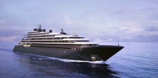 A dark grey Ritz-Carlton yacht